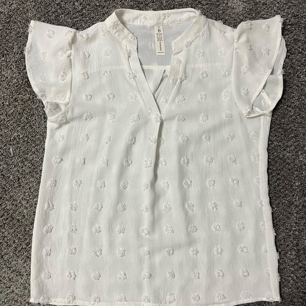 White Flutter Sleeve Top